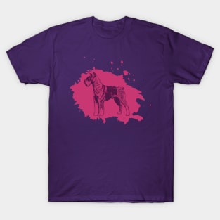 Schnauzer Sketch Purple Splash T-Shirt